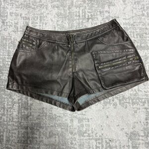 Stylish Rita Ora Brown Leather Women Shorts